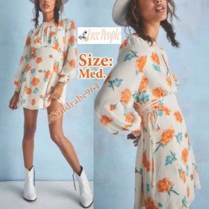 NWT- Free People Samantha Lace Up Mini Dress - Light Combo